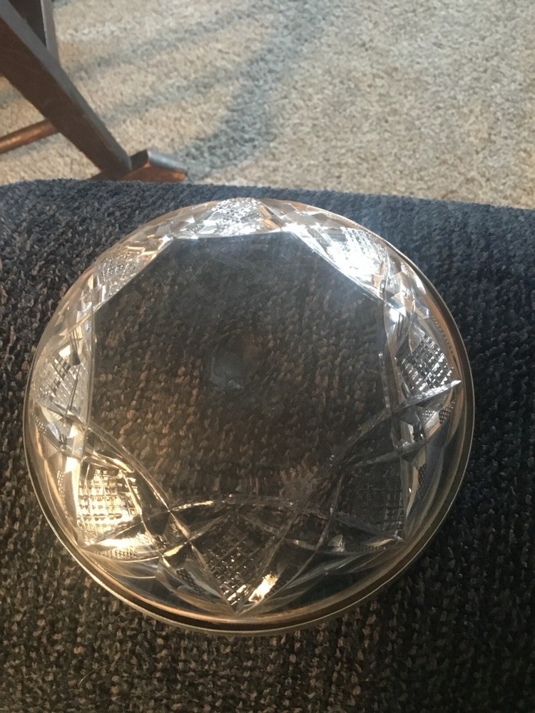 Sterling Silver And Cut Glass 5” Dish