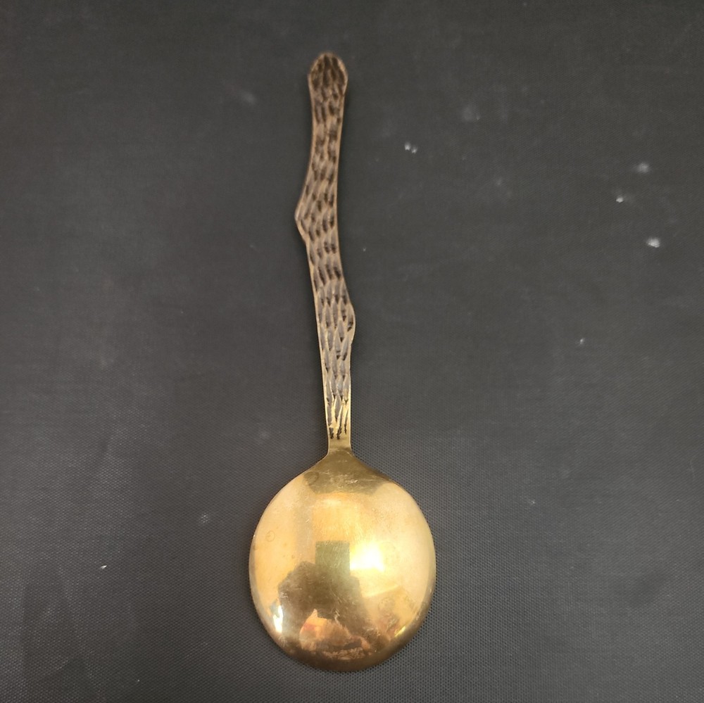 Vintage Handmade Solid Brass Spoon with beautiful carved handle