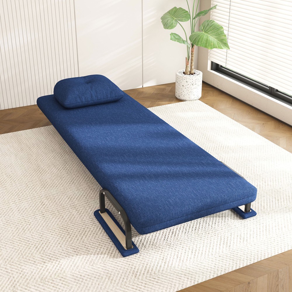 3-in-1 Folding Sofa Bed w/ Adjustable Backrest - Space-Saving Sleeper Blue