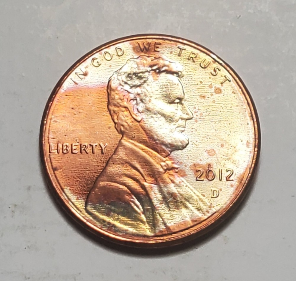 TONED 2012 D LINCOLN SHIELD PENNY UNC #C7300