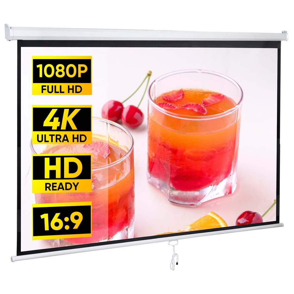 Projector Screen Pull Down 80 Inch 16:9 HD Projection Screen