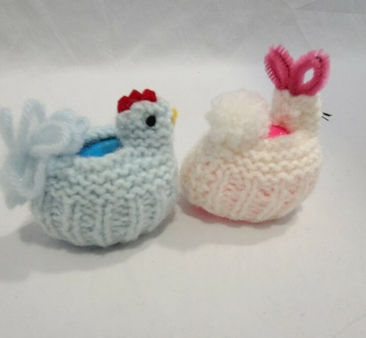 Crochet Chicken Bunny Easter Egg Holders Plus 2 Wire Mesh