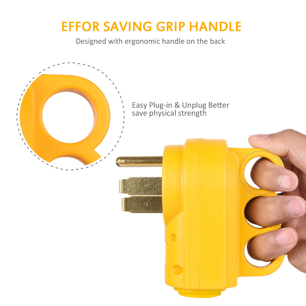 MICTUNING 50 Amp RV Replacement Male Plug - 4 Prong Plug 125/250V Power Adapter