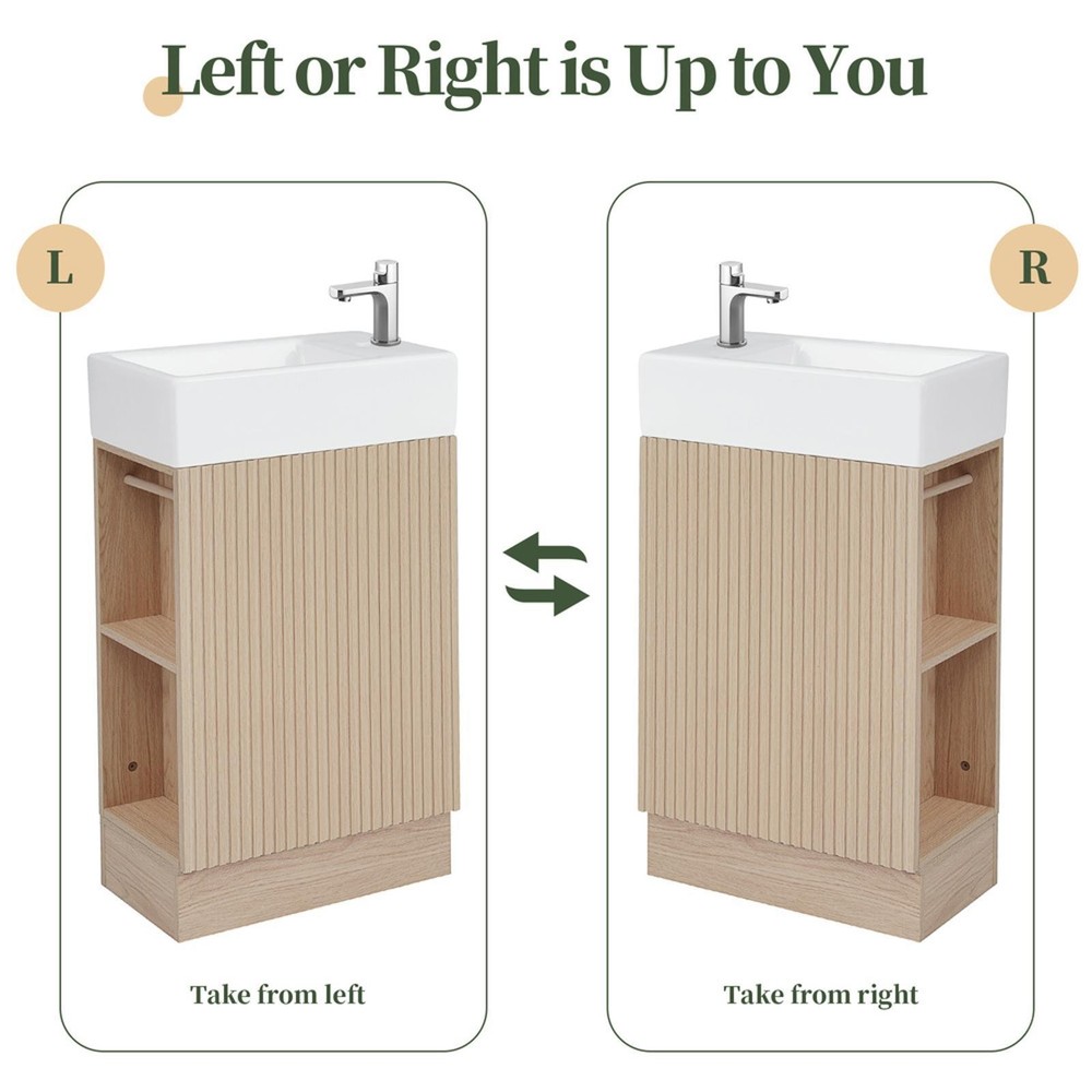 Waterproof Bathroom Vanity with Ceramic Sink, Adjustable Orientation, Two-Tier
