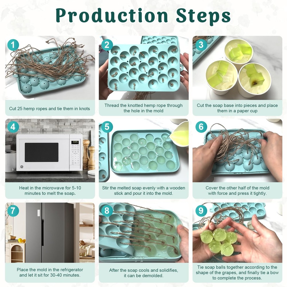 DIY Grape Soap Making Kit - Enough to Make 2 Full Bunches, Includes Silicone ...