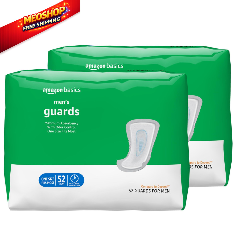 Amazon Basics Men's Incontinence Guards, Maximum Absorbency, 104 Count, White