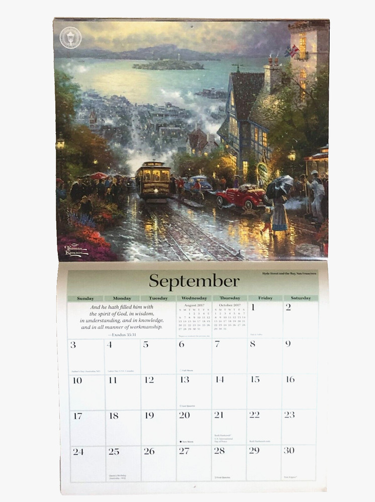2017 Thomas Kinkade Scripture Calendar Painter of Light Large Wall Format Art