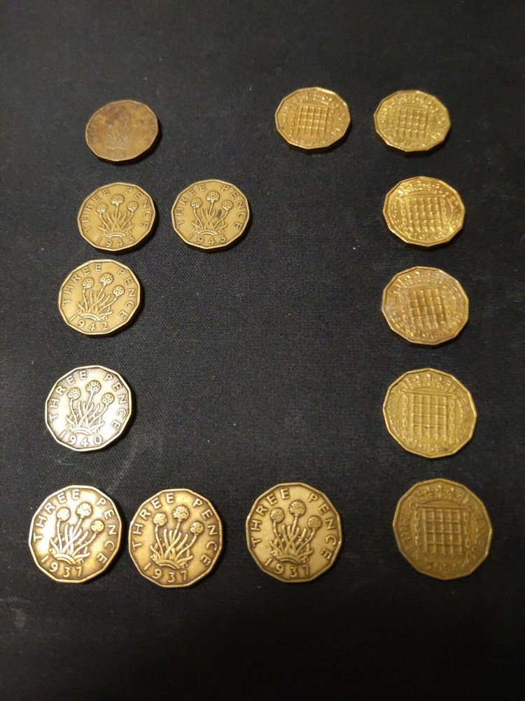 Small Bulk of Three Pence Coins x 14