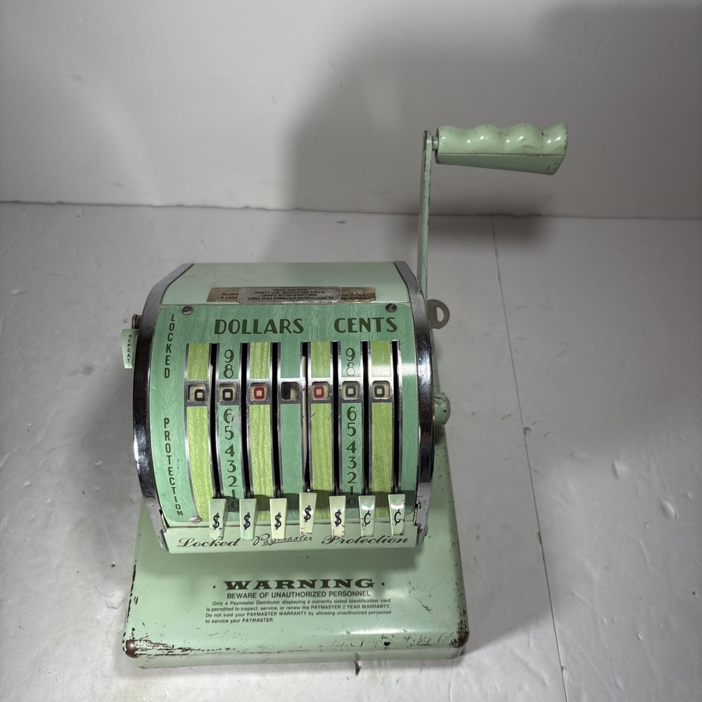 Paymaster Series X-550 Locked Protection Check Writer Green