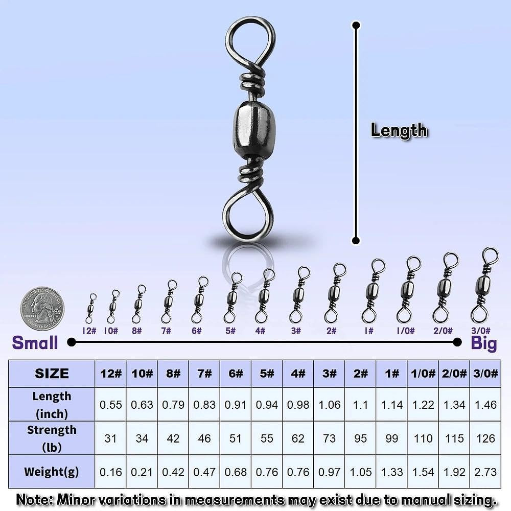 Fishing Barrel Swivels - 50Pcs Solid Ring Rolling Swivel Connector High Strength
