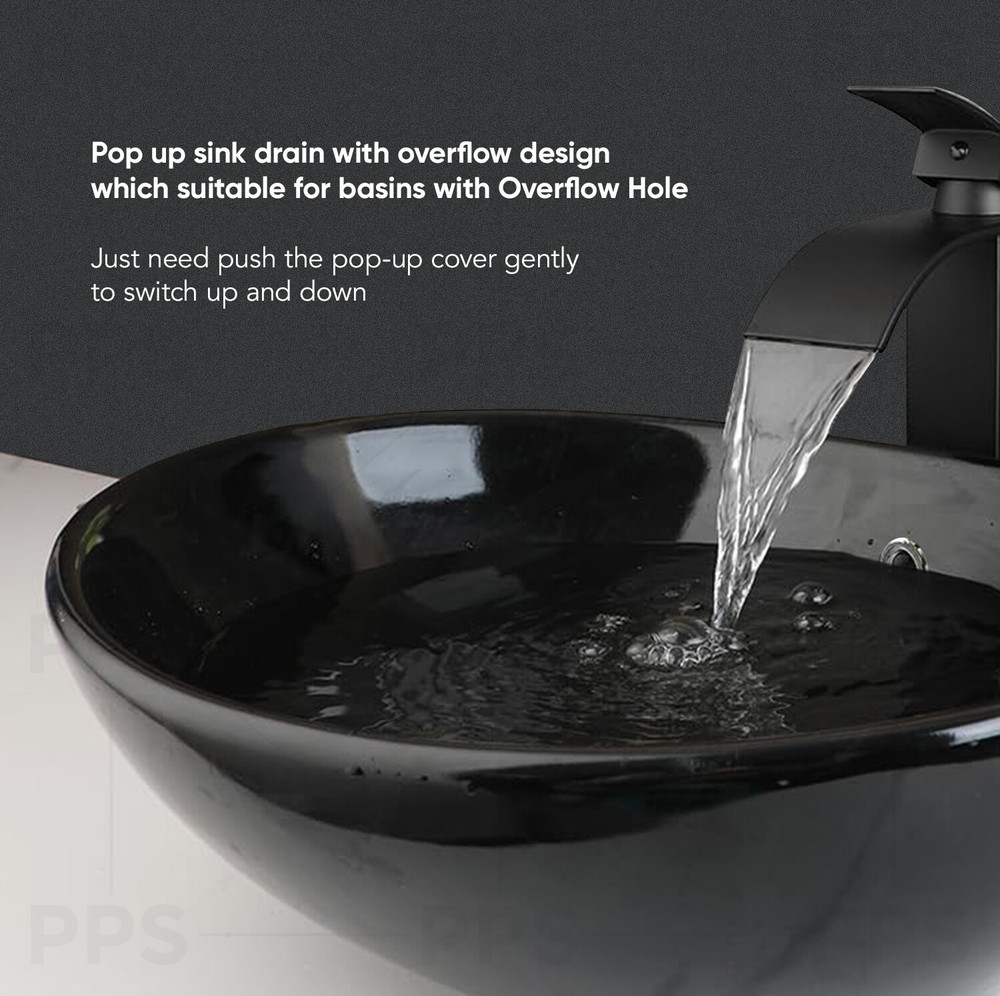 Bathroom Sink Pop-Up Drain Assembly with Overflow for vanity, Chrome