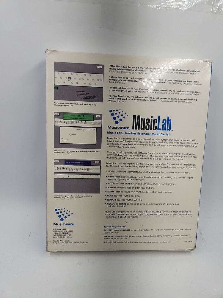 1996 SEALED Musicware Music Lab Software MAC