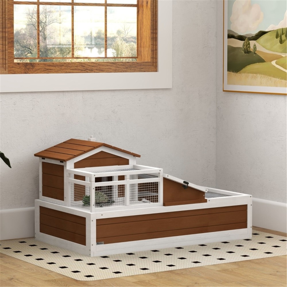Wooden Rabbit Cage Easy To Clean with Pull-out Tray