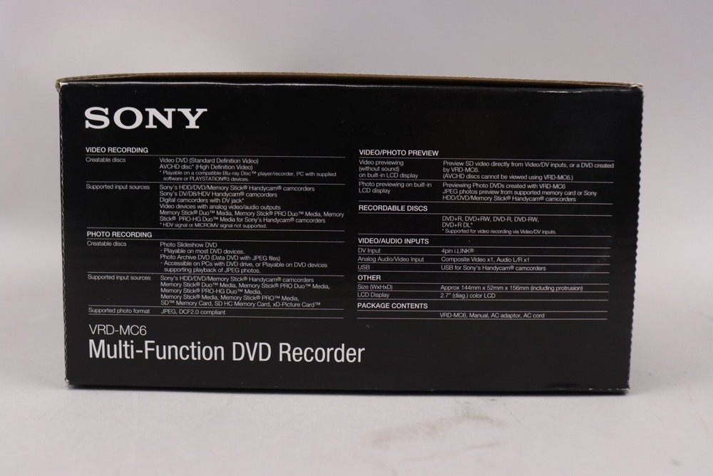 New Sony VRD-MC6 Multi Function DVD Recorder Home Video Transfer + Accessories