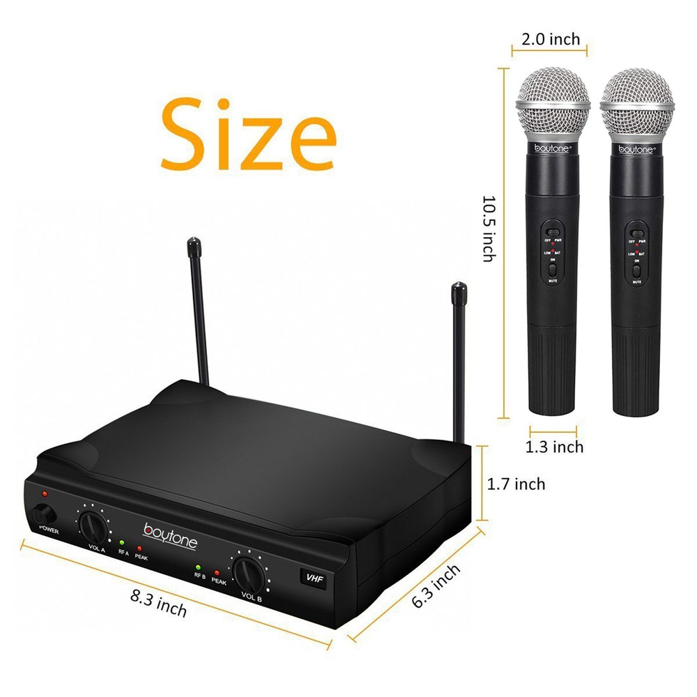 Boytone BT-42M, VHF Wireless Dual HandHeld Microphone System / caring Case