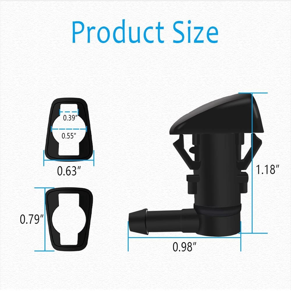 2PCS Front Windshield Washer Nozzles, Single Hole Windshield Sprayer Nozzle R...