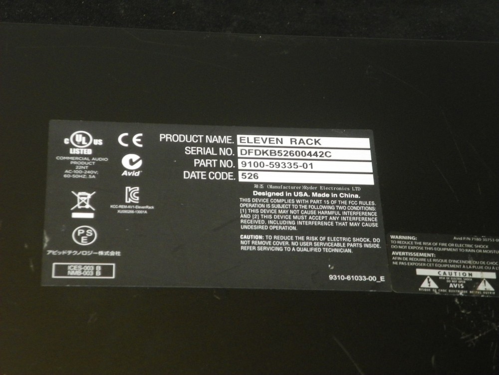 Avid Eleven Rack USB Audio Interface Multi Guitar Effects Processor With Cables