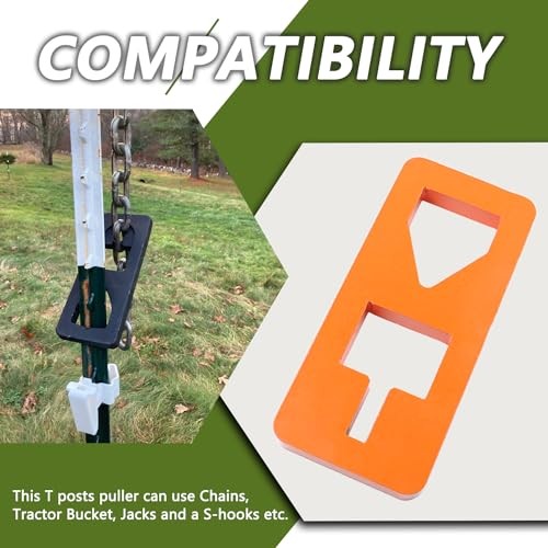 T Post Puller Plate Heavy-Duty Steel Quick Remove T-Posts from Square Orange