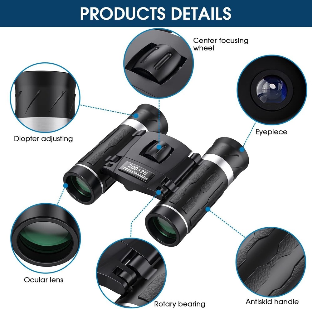 High Powered Mini Pocket Binoculars Waterproof Small Binocular For Travelling