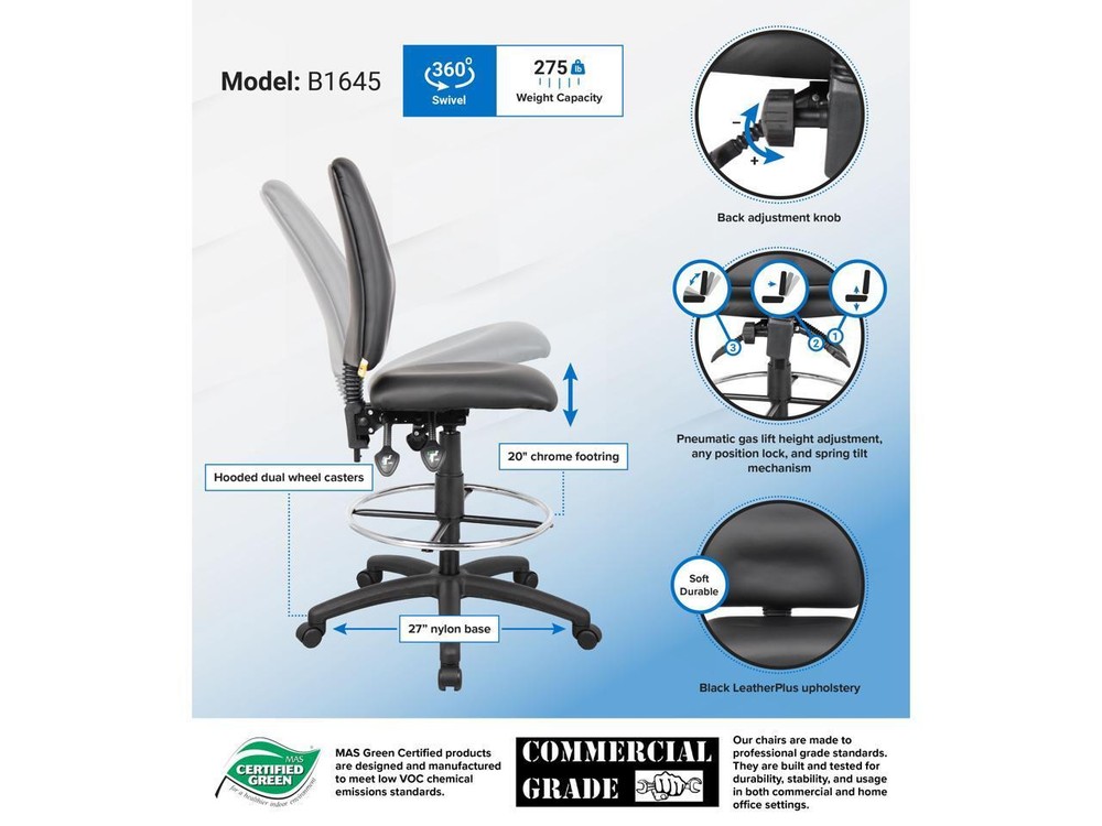 BOSS Office Products B1645 Drafting & Medical Stools