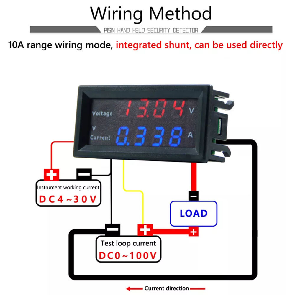2x M4430 DC 200V Digital Voltmeter Ammeter LED Display Voltage Amp Panel Meter