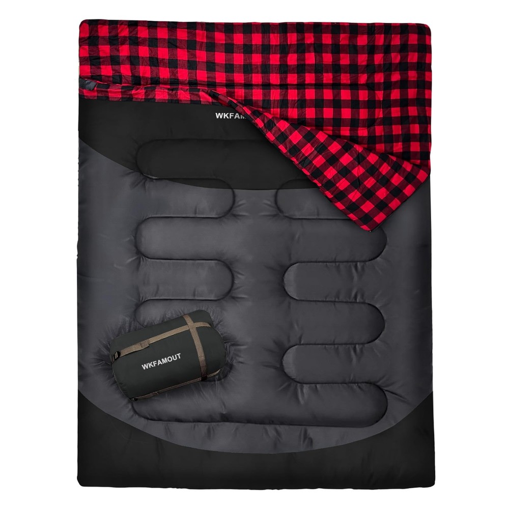Double Sleeping Bag for Adults Machine Washable 2 Person Camping Sleeping Bag Qu
