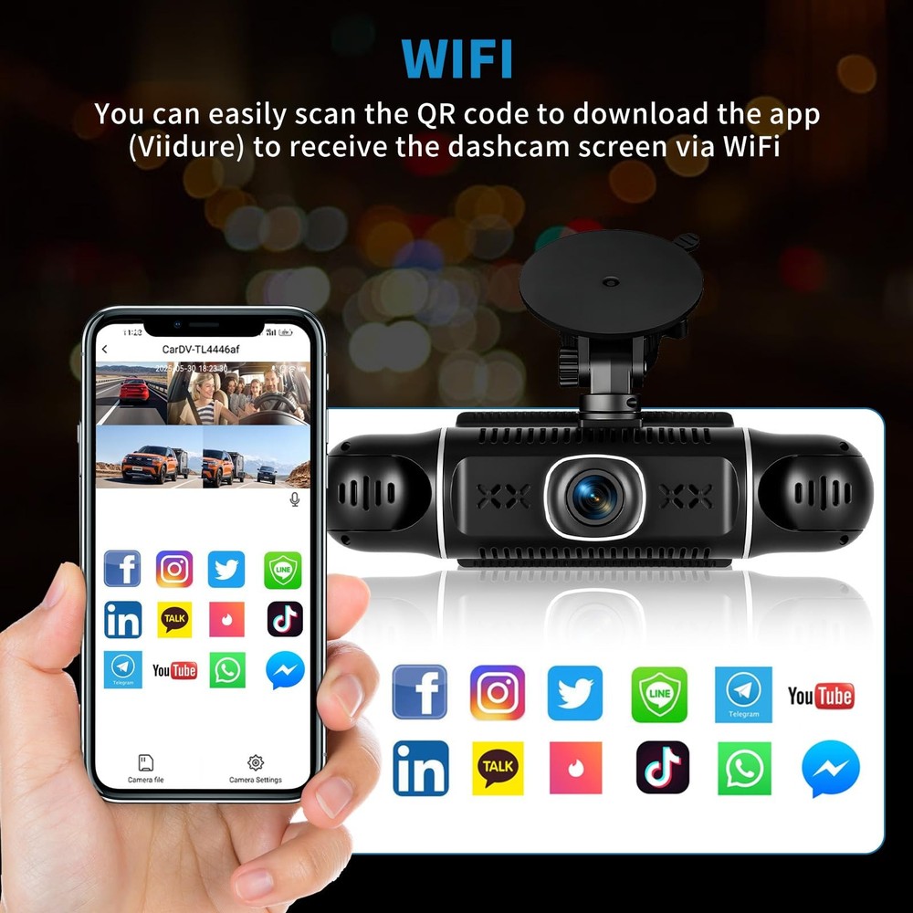 5 Channel Dash Cam Front and Rear Inside Left Right, 3'' 1080P Dash Camera fo...