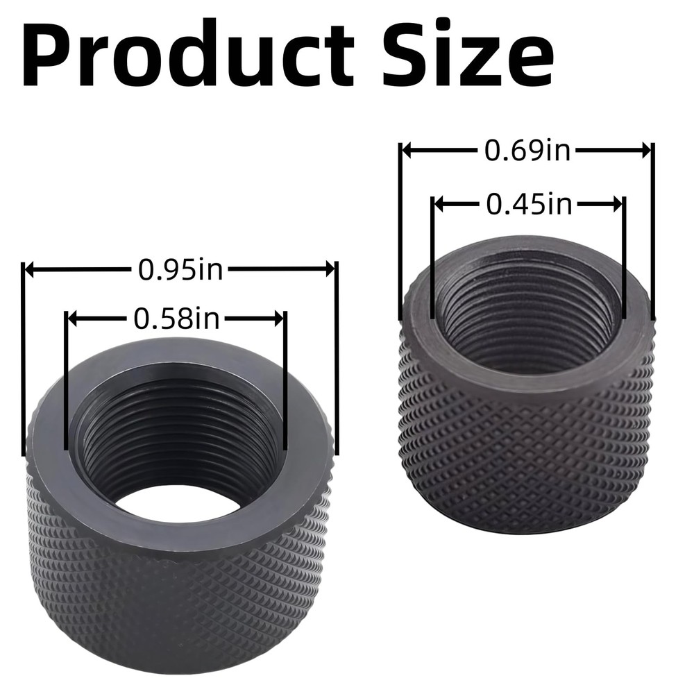 4-Pack Combo: 2 x 5/8x24 Thread Protectors & 2 x & 1/2x28, black-2