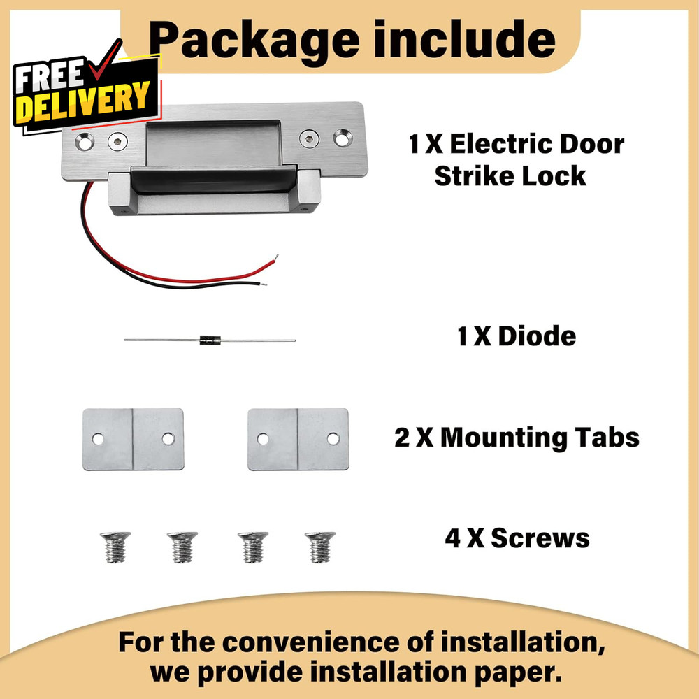 12VDC Electric Door Strike Lock Fail Safe Secure ANSI Access Control