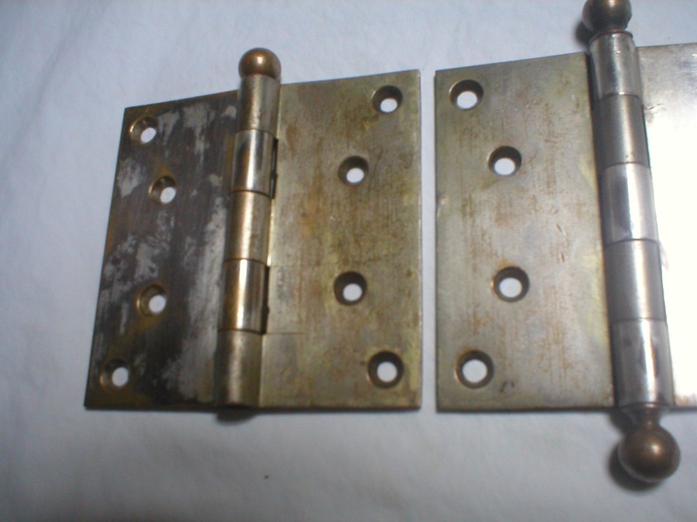 Antique Chicago Solid Brass and Nickle Ball Tipped 4" Hinges