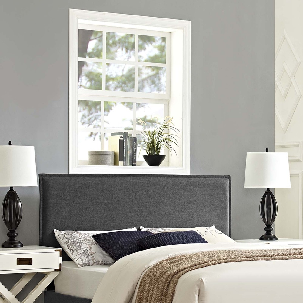 Modway Camille Fabric Upholstered Queen Headboard in Gray