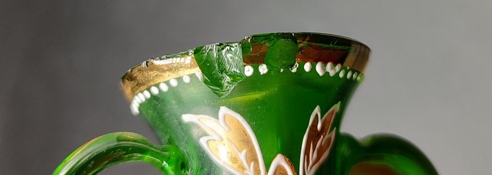 Vintage Blown Glass Double Handle Bottle