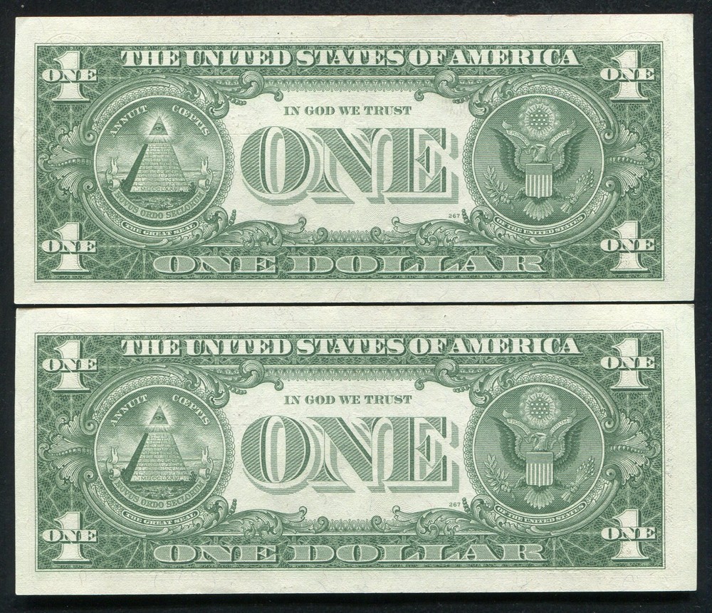(2) CONSECUTIVE 1957 $1 ONE DOLLAR *STAR* SILVER CERTIFICATES ABOUT UNC