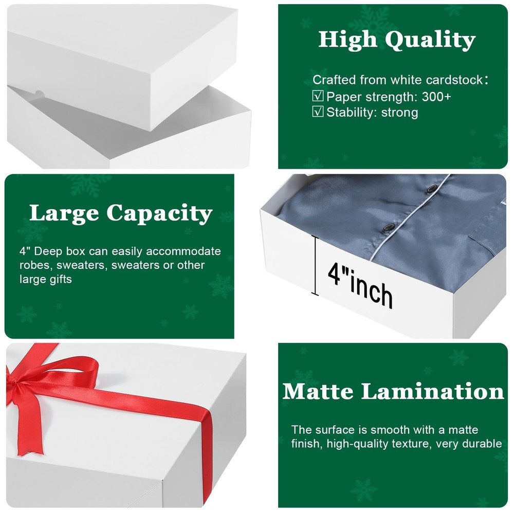 12 Pack Gift Boxes with Lids for Present - 6 Extra Large 17" 4" Deep & 6 Larg...