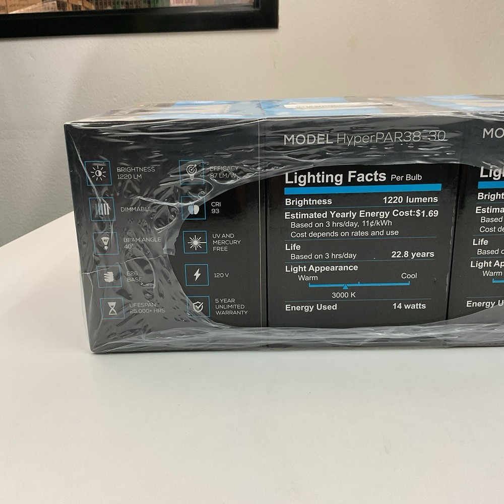 Hyperikon PAR38 LED Bulb 14W 3000K Dimmable E26 Base, 3-pack