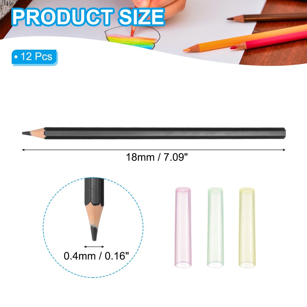 Pre-sharpened Colored Pencil Set, 12 Pcs Pencils, Black