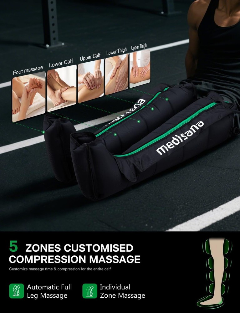 Medisana Leg Compression Massager for Circulation, Compression Boots with 6 M...