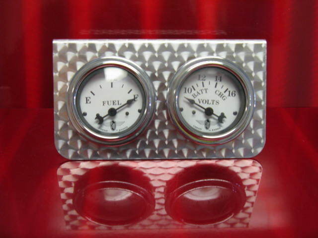 Stewart Warner style 2 5/8" under-mount gauge panel engine turned 2 hole