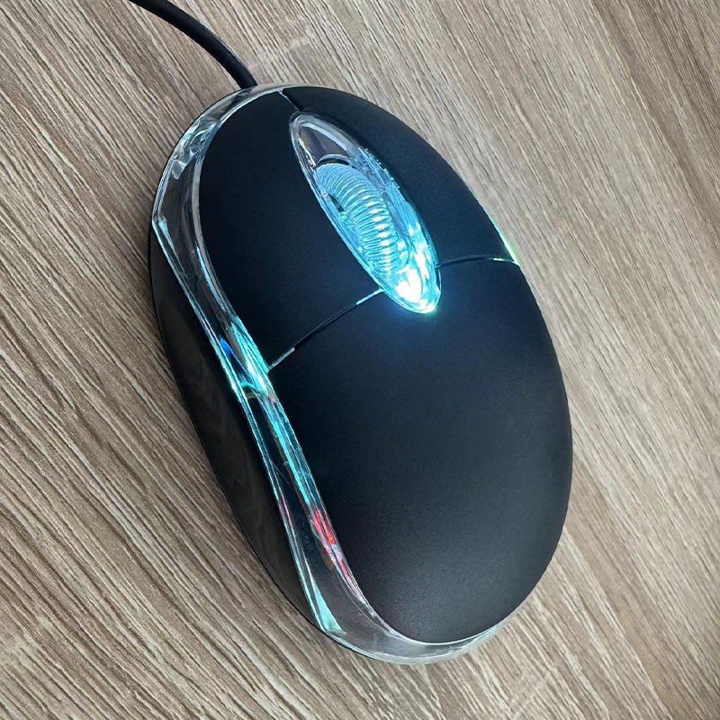 Wired USB Optical Mouse For PC Laptop Computer Scroll Wheel LED Light Black Mice