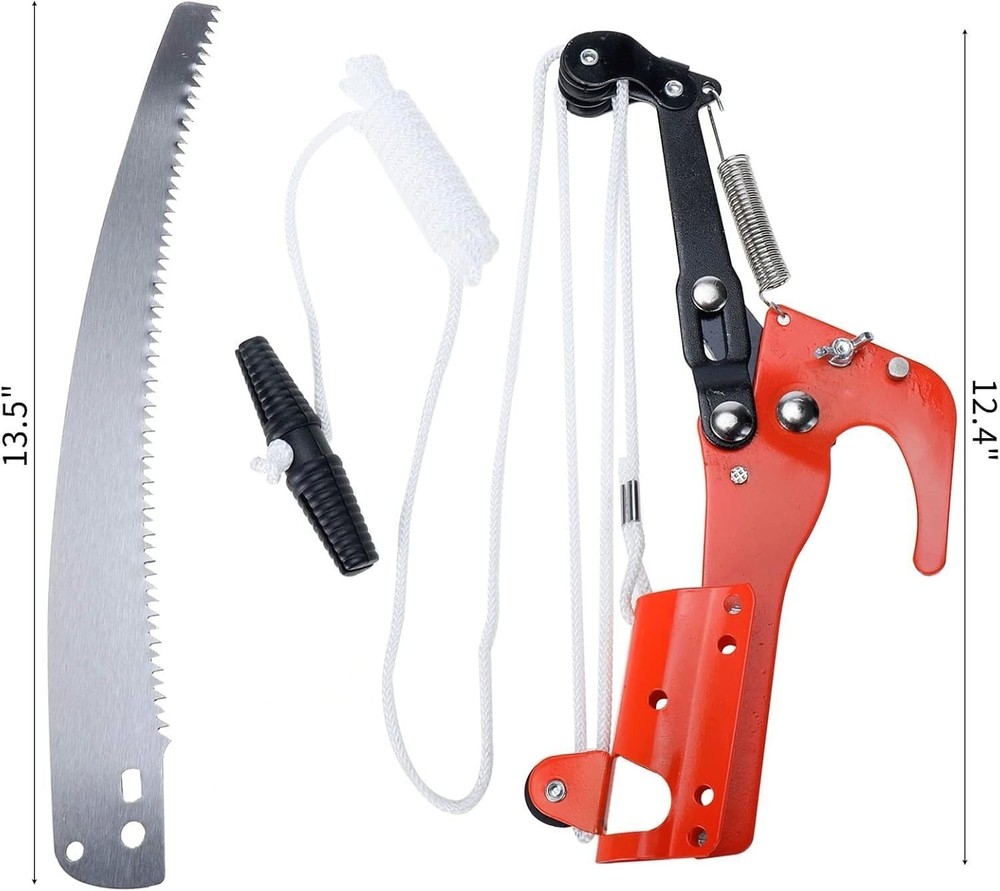Extendable Tree Pruner Saw with Pulley System for High Branches