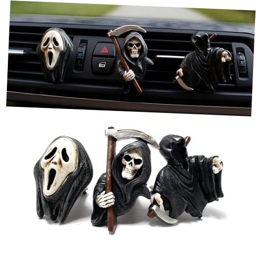3 PCS Automotive Air Vent Decorations, Horror Grim Reaper Design Style