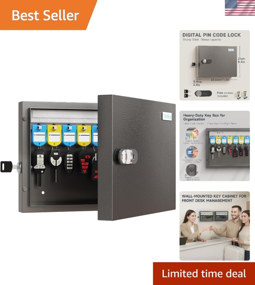 Key Lock Box Wall Mount Security Cabinet for Keys with Combination Lock
