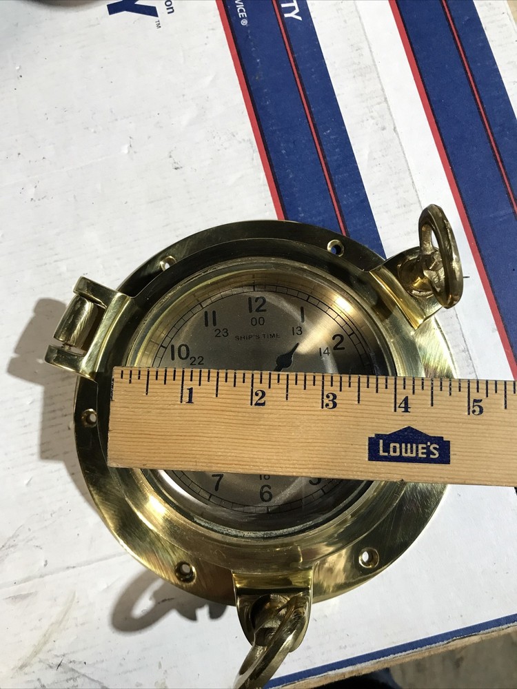 Vintage Solid Brass Quartz Ship's Time Wall Clock