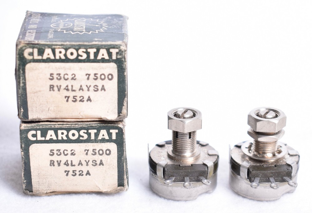 2 Count Clarostat Potentiometers 53C2 7500 RV4LAYSA 752A