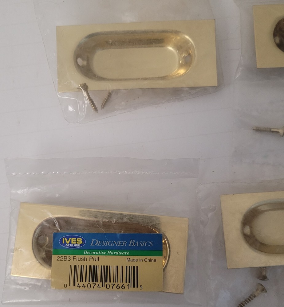 H. B. IVES Schlage 22B3 Flush Pull Solid Brass New for Sliding Door