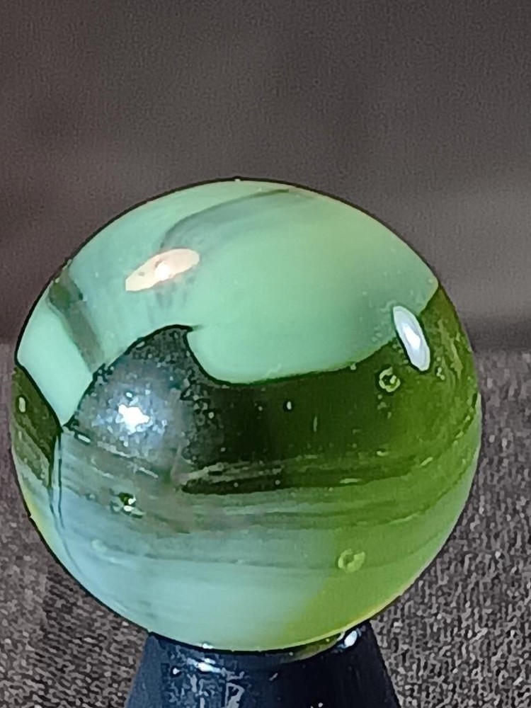 5/8" Master Light Sage Cloud White Brushed Patch on Clear Olive NM Marble A901