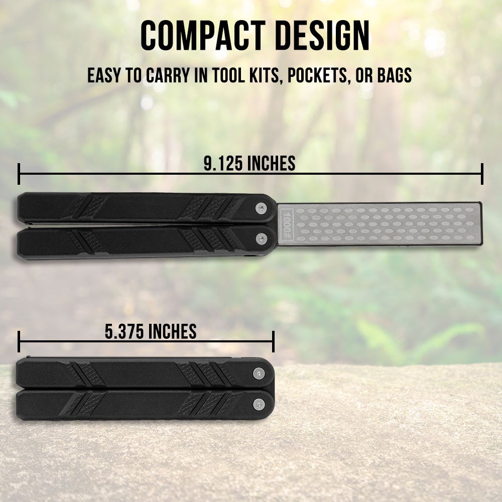 Max Edge Black Sharpener | Diamond-Coated Surface | Dual-Grit 400/1000 Stone