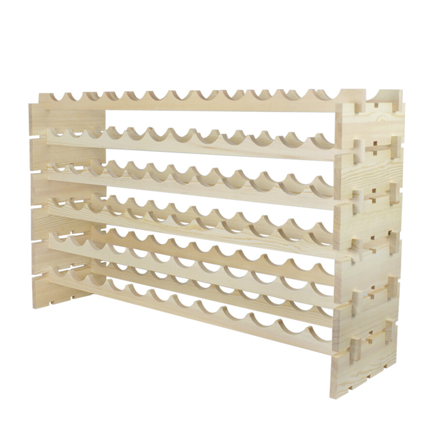 2PCS Wine Rack 72 Bottle Stackable Wine Storage Wood Display Shelf Freestanding