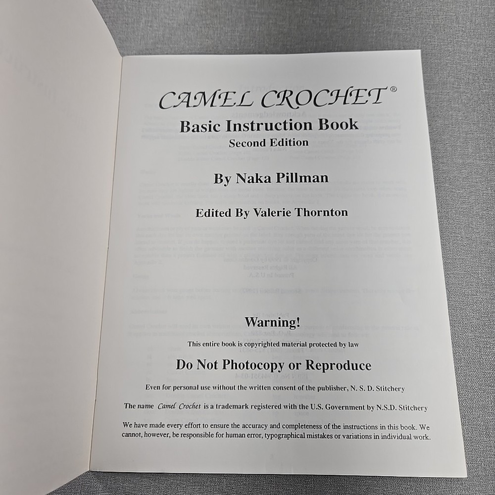 Camel Crochet Basic Instruction Book & 4 Starter Patterns Naka Pillman