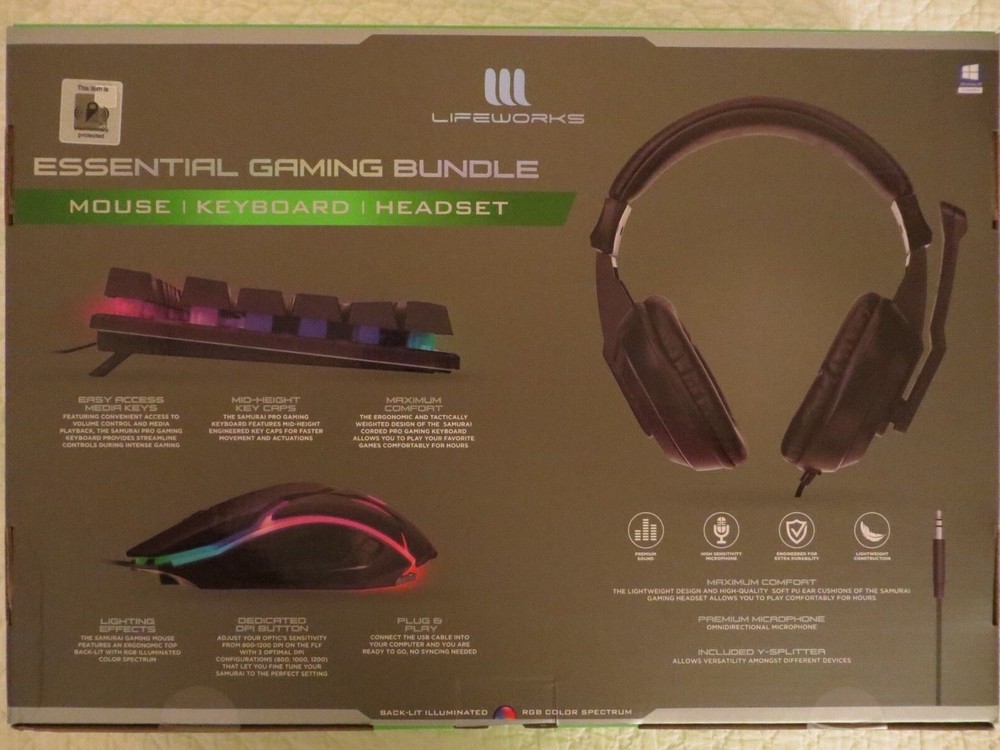 Gaming Mouse Keyboard and Headset Back-Lit Samurai Bundle NEW FREE SHIPPING!!!